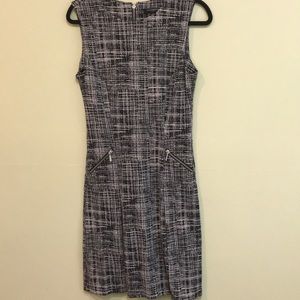 Black and white skater dress.